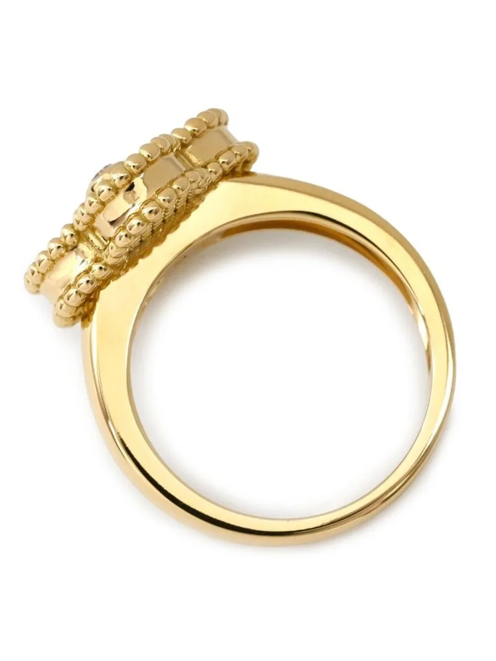 Van Cleef & Arpels Ring Vintage Alhambra Black Yellow Gold 51 Diamond Onyx
